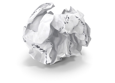 An ironic crumpled paper ball to show the page is not found.