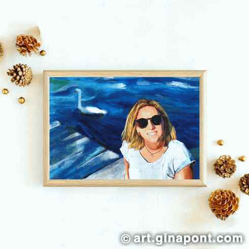 Míriam ordered a portrait of Judit as Secret Santa gift. An original and unique idea!