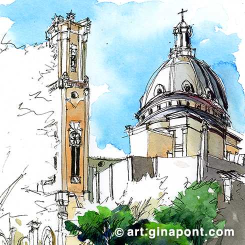 While I was painting this live drawing, several people stopped to tell me memories of their wedding in this church. It seems to be a favorite of the people of Sant Andreu!.