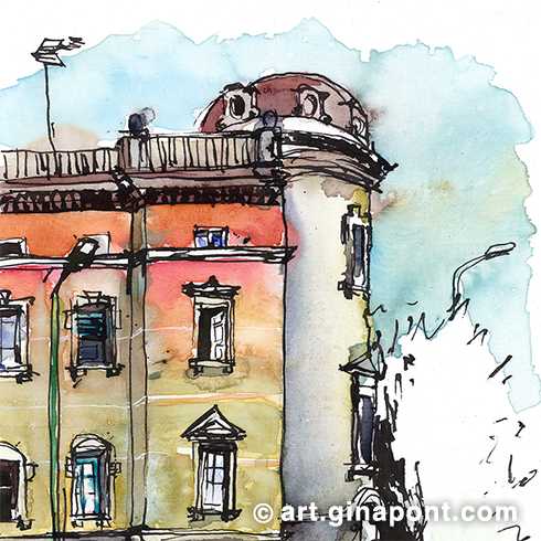 La estación de La Sagrera se construyó entre 1918 y 1922 con el objetivo de centralizar todas las mercancías que, hasta entonces, estaban dispersas en diferentes estaciones urbanas de Barcelona. Recientemente, se ha descubierto un refugio antiaéreo en el recinto y, por este motivo, me acerqué al lugar para dibujarlo.