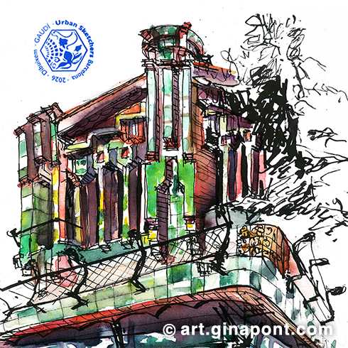 To mark Gaudí's centenary, the Urban Sketchers Barcelona met to sketch Casa Vicens, which kindly opened its doors to us. Choosing which scene to depict was a real challenge, it's so beautiful!
